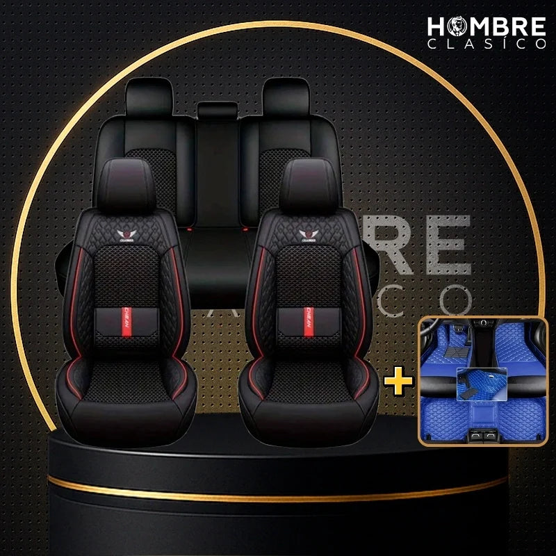 Funda para Asiento de Auto Veron en Cuero Legítimo Universal + REGALO: Alfombra Completa