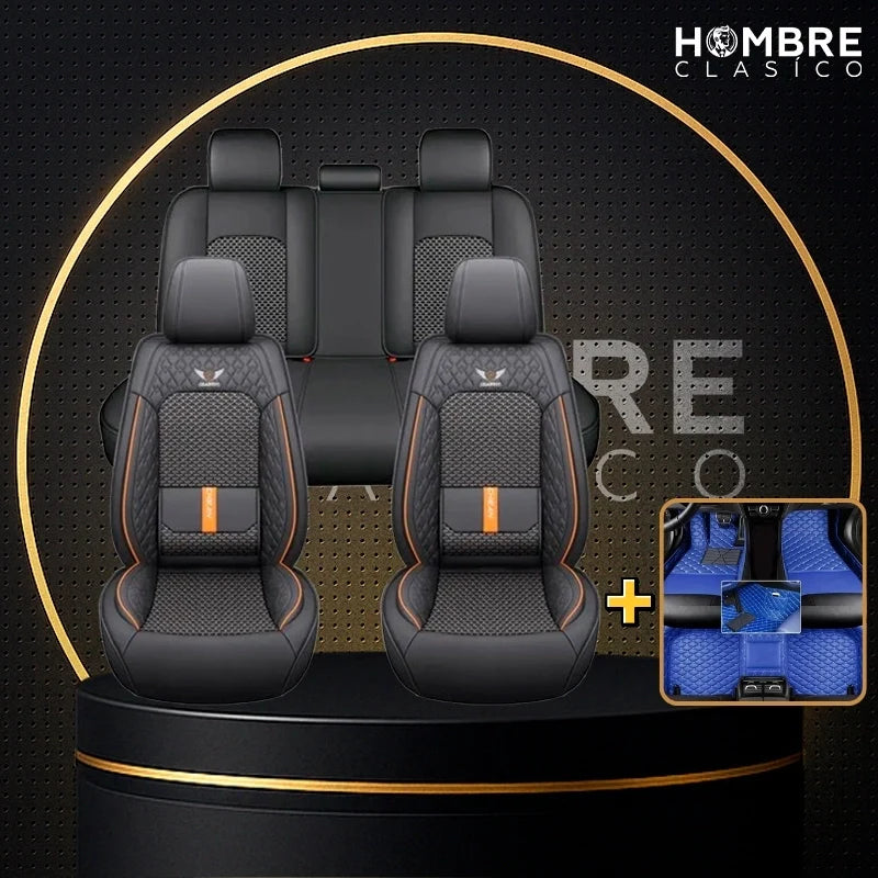 Funda para Asiento de Auto Veron en Cuero Legítimo Universal + REGALO: Alfombra Completa