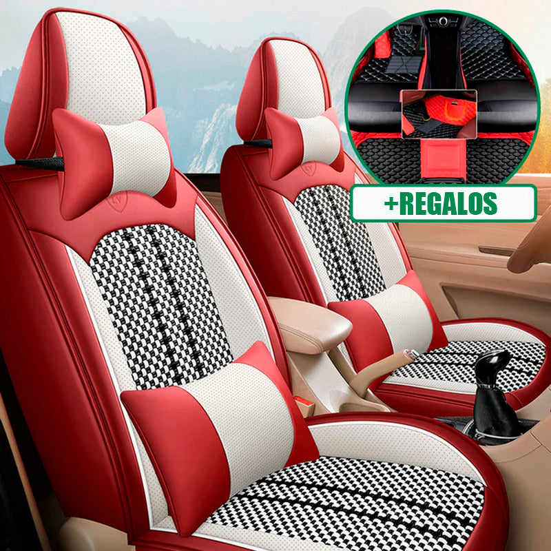 Funda para Asiento de Auto Iron en Cuero Legítimo Universal + REGALO: Alfombra Completa