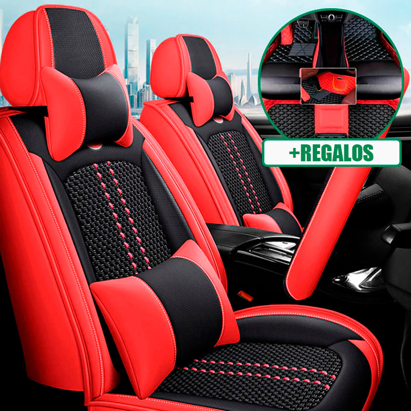 Funda para Asiento de Auto Iron en Cuero Legítimo Universal + REGALO: Alfombra Completa
