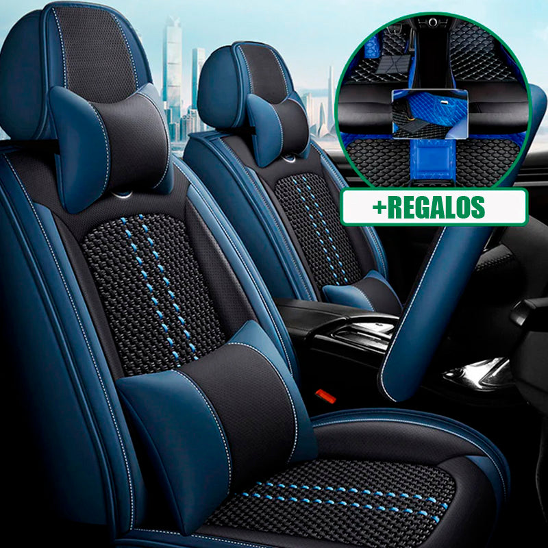 Funda para Asiento de Auto Iron en Cuero Legítimo Universal + REGALO: Alfombra Completa