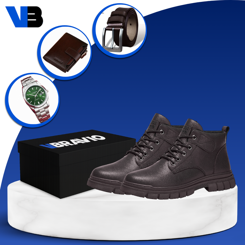 Bota Masculina Vanguard em Couro 100% Legítimo +BRINDES: Cinto de Couro, Carteira e Relógio