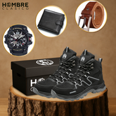 Kit Bota de Hombre Tarnox con Plantilla Ortopédica y Suela Antideslizante +REGALOS: Reloj, Cinturón y Billetera