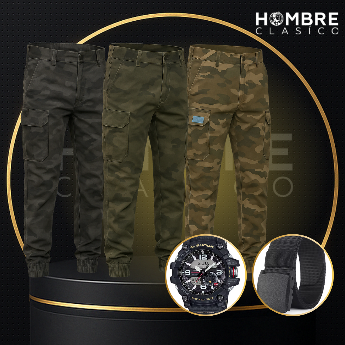 Kit de 3 Pantalones Tácticos Militares en Tela RipStop y Poliéster (¡Robustos y Duraderos!) +REGALOS: Reloj Táctico y Cinturón Táctico