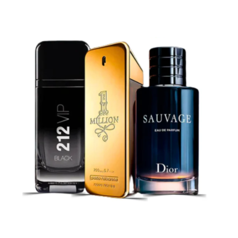 3 Perfumes de Hombre Importados (100 ml c/u) – Sauvage Dior | One Million | 212 VIP Black