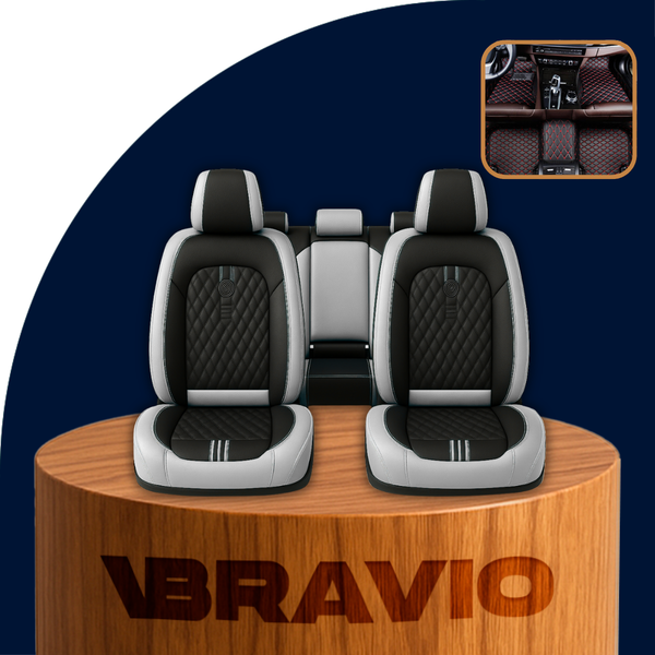 Funda para Asiento de Auto Universal Nubex en Cuero Legítimo +REGALO: Juego Completo de Alfombras