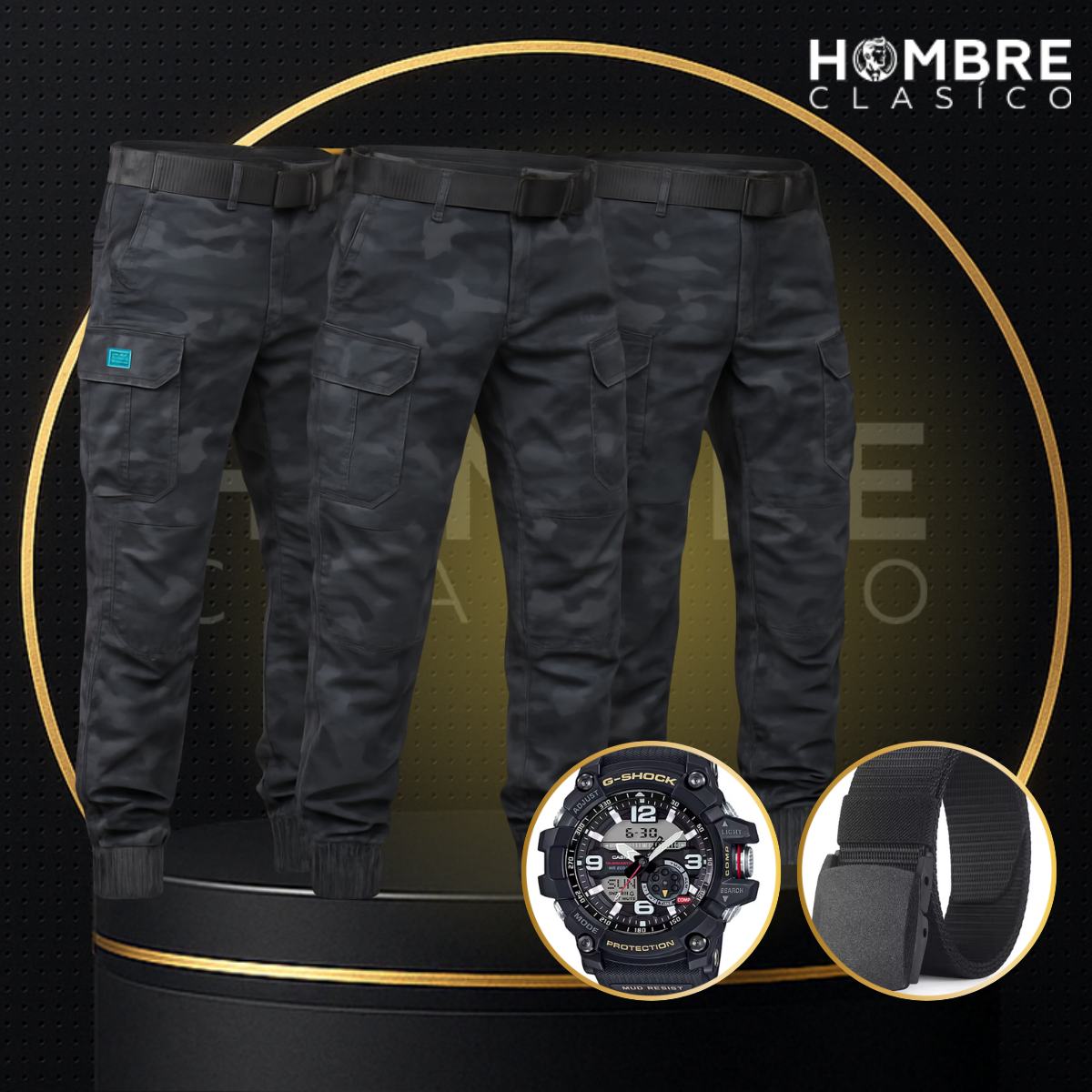 Kit de 3 Pantalones Tácticos Militares en Tela RipStop y Poliéster (¡Robustos y Duraderos!) +REGALOS: Reloj Táctico y Cinturón Táctico