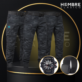 Kit de 3 Pantalones Tácticos Militares en Tela RipStop y Poliéster (¡Robustos y Duraderos!) +REGALOS: Reloj Táctico y Cinturón Táctico