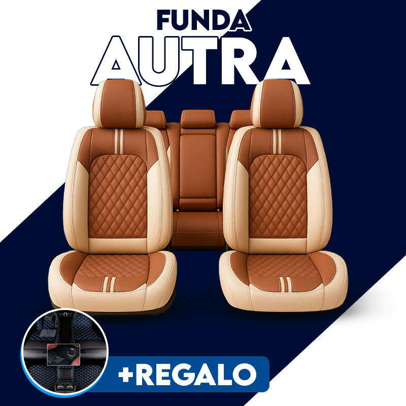 Funda para Asiento de Auto Universal Autra en Cuero Legítimo +REGALO: Juego Completo de Alfombras