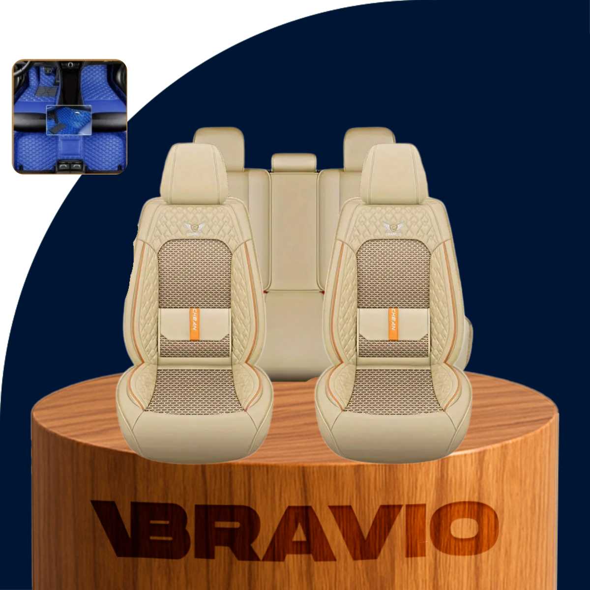 Funda para Asiento de Auto Veron en Cuero Legítimo Universal +REGALO: Alfombra Completa