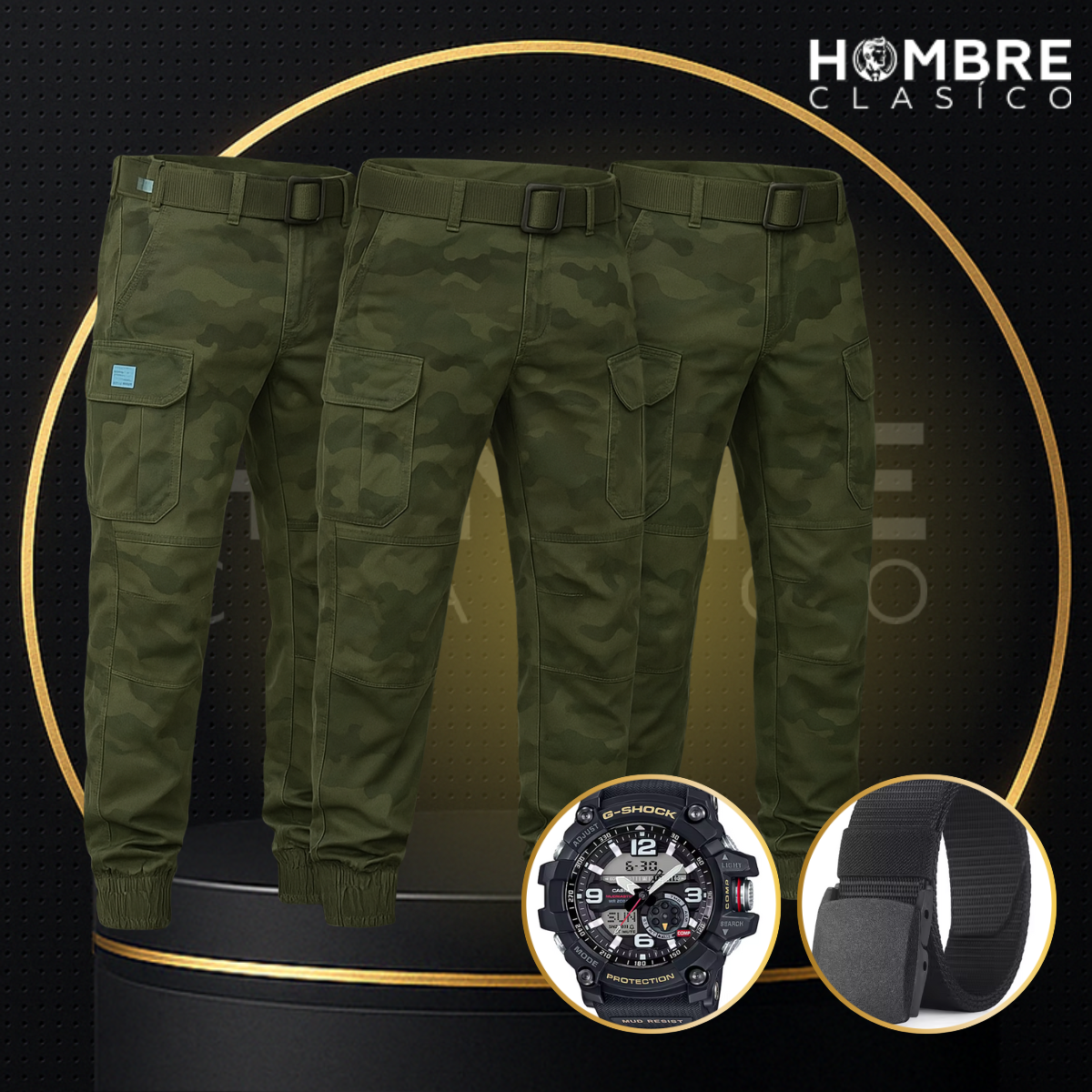 Kit de 3 Pantalones Tácticos Militares en Tela RipStop y Poliéster (¡Robustos y Duraderos!) +REGALOS: Reloj Táctico y Cinturón Táctico
