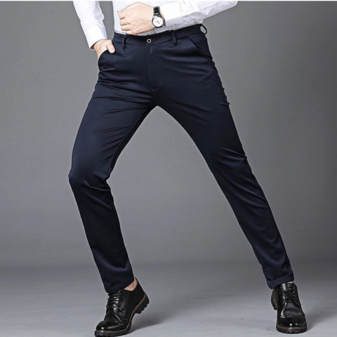 Kit de 3 Pantalones de Hombre en Seda Color Hielo y Elastano (¡Sofisticados y Duraderos!)