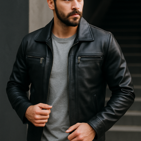 Campera de Hombre Cóndor en Cuero Legítimo +3 REGALOS: Cinturón, Reloj y Billetera