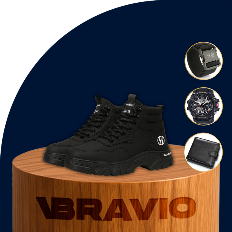 Bota de Hombre Roadster en Cuero Legítimo con Plantilla Ortopédica +REGALO: Cinturón, Reloj y Billetera