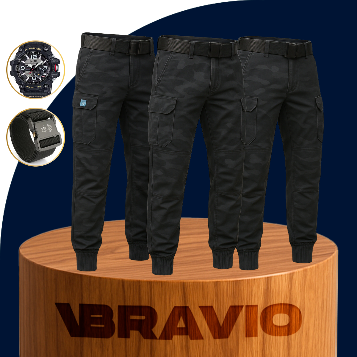 Kit de 3 Pantalones Tácticos Militares en Tejido RipStop y Poliéster (¡Robustos y Duraderos!) +REGALOS: Reloj Táctico y Cinturón Táctico