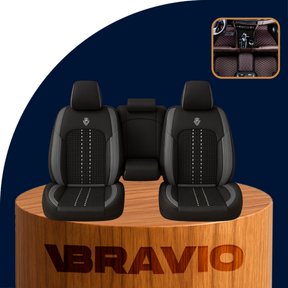 Funda para Asiento de Auto Deluxe en Cuero Legítimo Universal +REGALO: Alfombra Completa
