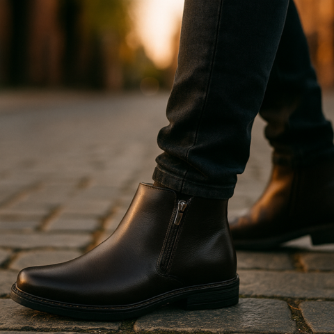 Kit Bota de Hombre Bravik en Cuero Legítimo con Plantilla Ortopédica +REGALOS: Gorra, Cinturón y Funda con Cuchillo