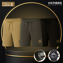 [Llevá 3 y Pagá 2] Shorts Masculinos en Seda Hielo y Poliéster (¡Estilo Implacable!) +2 REGALOS: Reloj y Cinturón