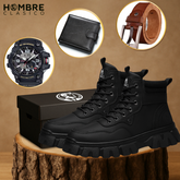 Kit Bota de Hombre Farkon con Plantilla Ortopédica y Suela Antideslizante +REGALOS: Reloj, Cinturón y Billetera