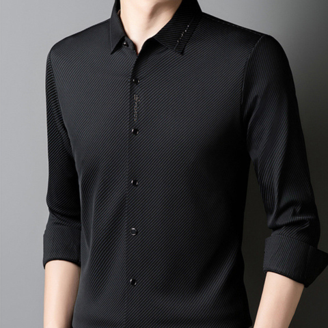 [Llevá 3 Pagá 2] Camisa Social en Seda Hielo y Poliéster Premium + REGALOS: Cinturón, Reloj y Billetera