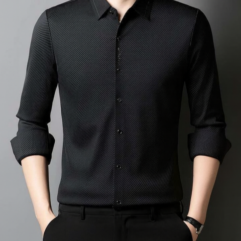 [Llevá 3 Pagá 2] Camisa Social en Seda Hielo y Poliéster Premium + REGALOS: Cinturón, Reloj y Billetera