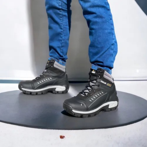 Kit Bota Rokar Masculina en Cuero Legítimo, Punta de Acero y Plantilla Ortopédica +3 REGALOS: Reloj, Cinturón y Billetera