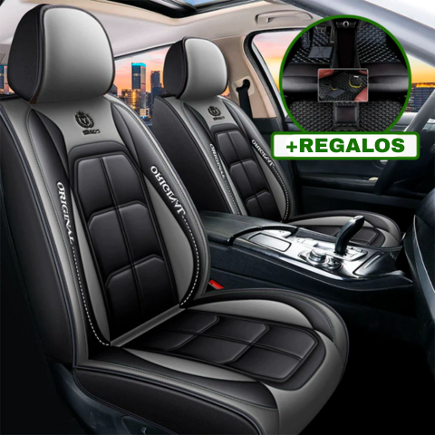 Funda para Asiento de Auto Nuke de Cuero Legítimo Universal +REGALO: Alfombra Completa