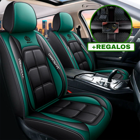 Funda para Asiento de Auto Nuke de Cuero Legítimo Universal +REGALO: Alfombra Completa