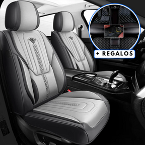 Funda para Asiento de Auto Deluxe en Cuero Legítimo Universal + REGALO: Alfombra Completa