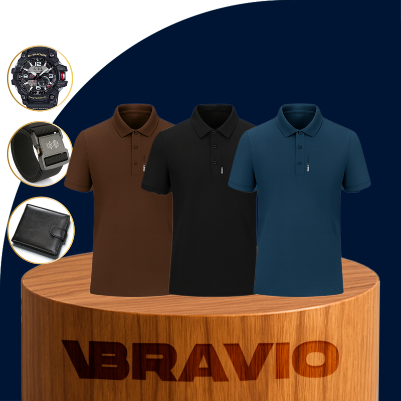 [Llevá 3 Pagá 2] Camisa Polo de Hombre en Algodón y Poliéster +REGALOS: Reloj, Cinturón y Billetera