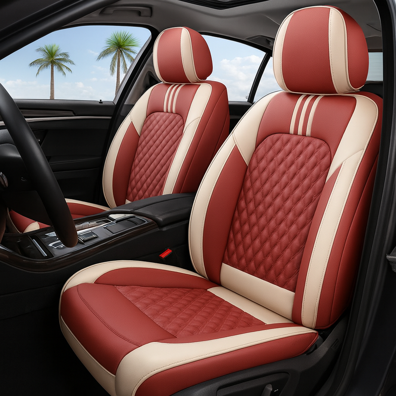 Funda para Asiento de Auto Universal Autra en Cuero Legítimo +REGALO: Juego Completo de Alfombras