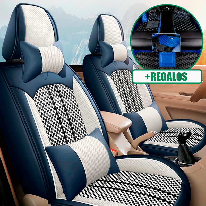 Funda para Asiento de Auto Iron en Cuero Legítimo Universal + REGALO: Alfombra Completa