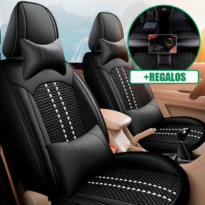 Funda para Asiento de Auto Iron en Cuero Legítimo Universal + REGALO: Alfombra Completa
